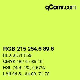 カラーコード: RGB 215 254.6 89.6 | qconv.com