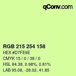 カラーコード: RGB 215 254 158 | qconv.com