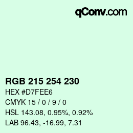 Code couleur: RGB 215 254 230 | qconv.com