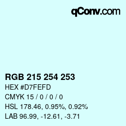 Color code: RGB 215 254 253 | qconv.com