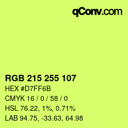 Color code: RGB 215 255 107 | qconv.com