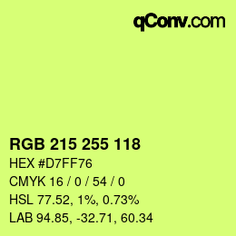 Color code: RGB 215 255 118 | qconv.com