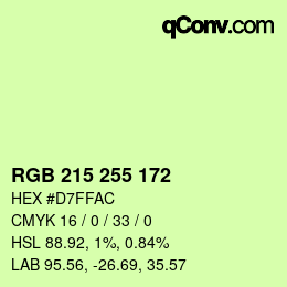 Color code: RGB 215 255 172 | qconv.com