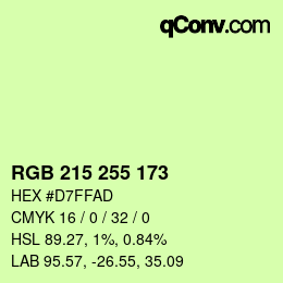 Color code: RGB 215 255 173 | qconv.com