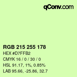 Color code: RGB 215 255 178 | qconv.com