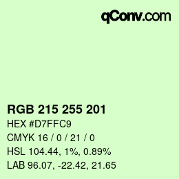 Color code: RGB 215 255 201 | qconv.com