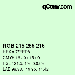 Color code: RGB 215 255 216 | qconv.com