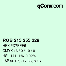 Color code: RGB 215 255 229 | qconv.com