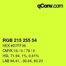 Color code: RGB 215 255 54 | qconv.com