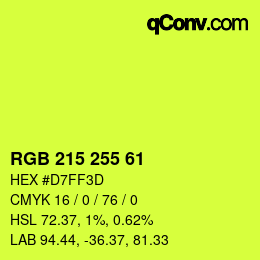 Color code: RGB 215 255 61 | qconv.com
