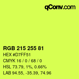 Color code: RGB 215 255 81 | qconv.com
