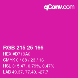 Farbcode: RGB 215 25 166 | qconv.com