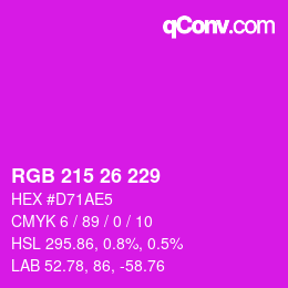 Color code: RGB 215 26 229 | qconv.com