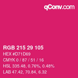 カラーコード: RGB 215 29 105 | qconv.com