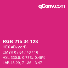 カラーコード: RGB 215 34 123 | qconv.com