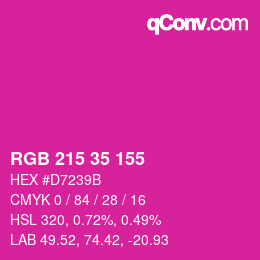 Color code: RGB 215 35 155 | qconv.com