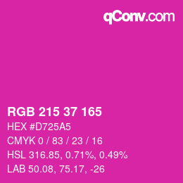 カラーコード: RGB 215 37 165 | qconv.com