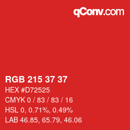 カラーコード: RGB 215 37 37 | qconv.com