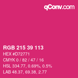 Color code: RGB 215 39 113 | qconv.com