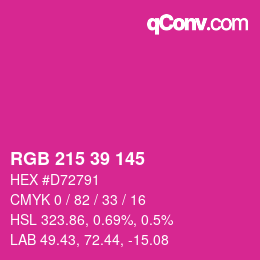 Color code: RGB 215 39 145 | qconv.com