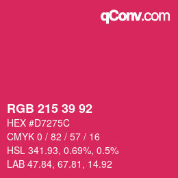 Color code: RGB 215 39 92 | qconv.com