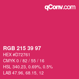 Color code: RGB 215 39 97 | qconv.com