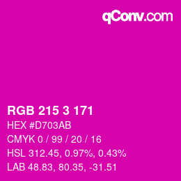 Color code: RGB 215 3 171 | qconv.com