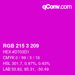 カラーコード: RGB 215 3 209 | qconv.com