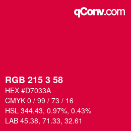 カラーコード: RGB 215 3 58 | qconv.com