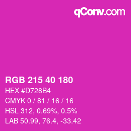 Color code: RGB 215 40 180 | qconv.com