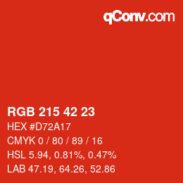 カラーコード: RGB 215 42 23 | qconv.com