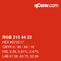 Color code: RGB 215 44 23 | qconv.com