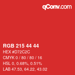 颜色代码: RGB 215 44 44 | qconv.com