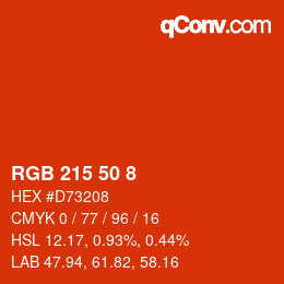 カラーコード: RGB 215 50 8 | qconv.com
