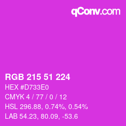 Color code: RGB 215 51 224 | qconv.com