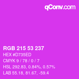 Color code: RGB 215 53 237 | qconv.com