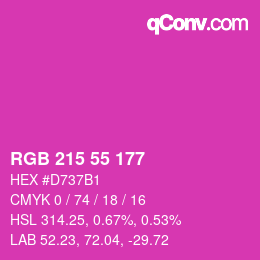 颜色代码: RGB 215 55 177 | qconv.com