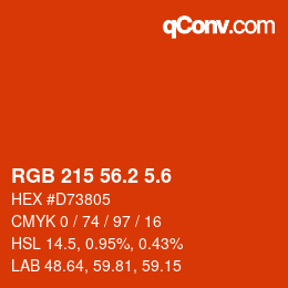 カラーコード: RGB 215 56.2 5.6 | qconv.com