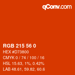 カラーコード: RGB 215 56 0 | qconv.com