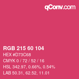 カラーコード: RGB 215 60 104 | qconv.com