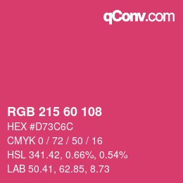 カラーコード: RGB 215 60 108 | qconv.com