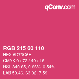 カラーコード: RGB 215 60 110 | qconv.com