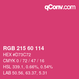 カラーコード: RGB 215 60 114 | qconv.com