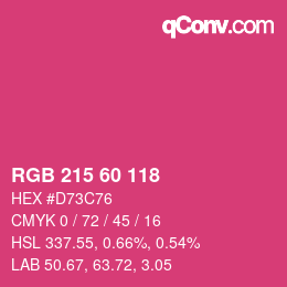 カラーコード: RGB 215 60 118 | qconv.com