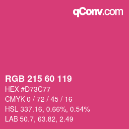 カラーコード: RGB 215 60 119 | qconv.com