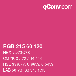 カラーコード: RGB 215 60 120 | qconv.com
