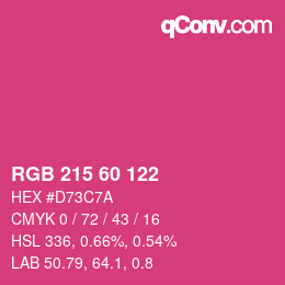 颜色代码: RGB 215 60 122 | qconv.com