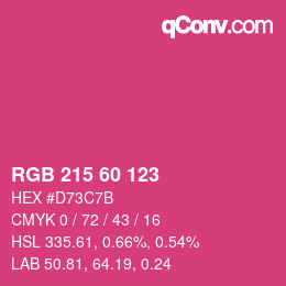 颜色代码: RGB 215 60 123 | qconv.com