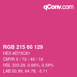 カラーコード: RGB 215 60 129 | qconv.com