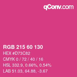 颜色代码: RGB 215 60 130 | qconv.com
